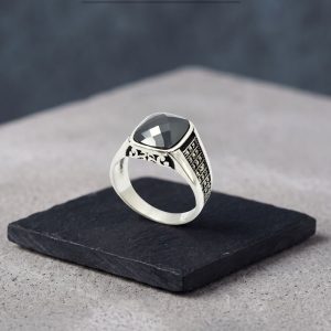 انگشتر نقره مردانه سیاه قلم کد 15560