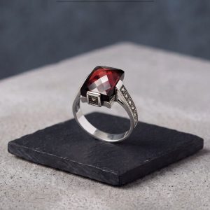 انگشتر نقره مردانه نگین سرخ کد 15563