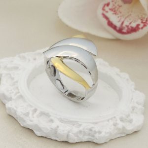 انگشتر نقره مدل پارلا دورنگ کد 15605