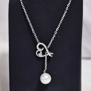 پلاک نقره زنجیردار مروارید کد 15590