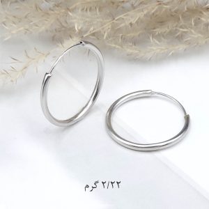 گوشواره نقره حلقه ای ساده کد 15614