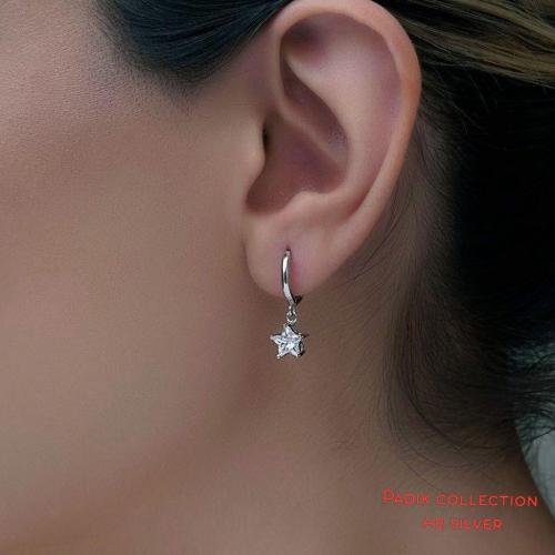 گوشواره های حلقه ای آویز نقره عیار ۹۲۵ - 2