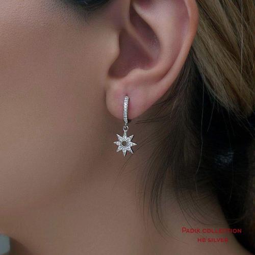 گوشواره های حلقه ای آویز نقره عیار ۹۲۵ - 5