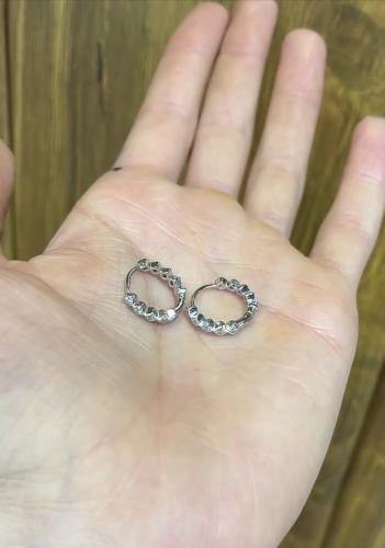 گوشواره حلقه ای نقره روکش طلا سفید کد 14614