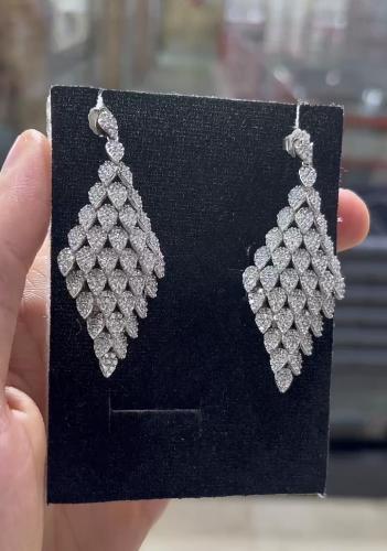 گوشواره نقره آبکاری طلا سفید کد 14595