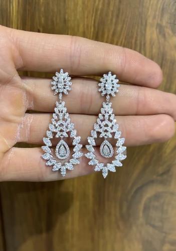 گوشواره جواهرات نقره روکش طلا سفید 14521