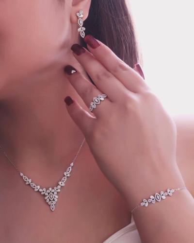 سرویس جواهری نقره طرح طلا کد 14571