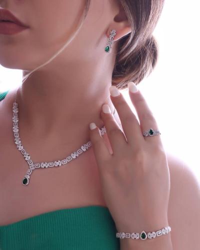 سرویس جواهرات نقره طرح طلا کد 14663