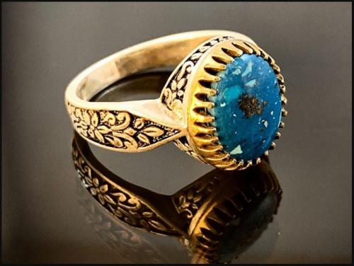 انگشتر نقره مردانه سنگ مولتی بلو میکس