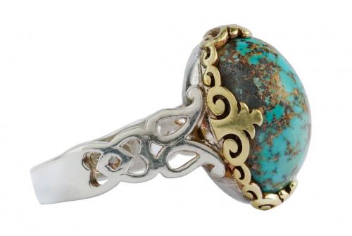 انگشتر نقره مردانه سنگ فیروزه نیشابور