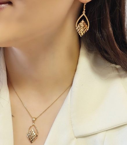 نیم ست تراش نقره روکش طلا زرد