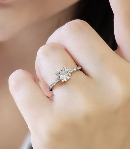 انگشتر جواهرات نقره روکش طلا سفید